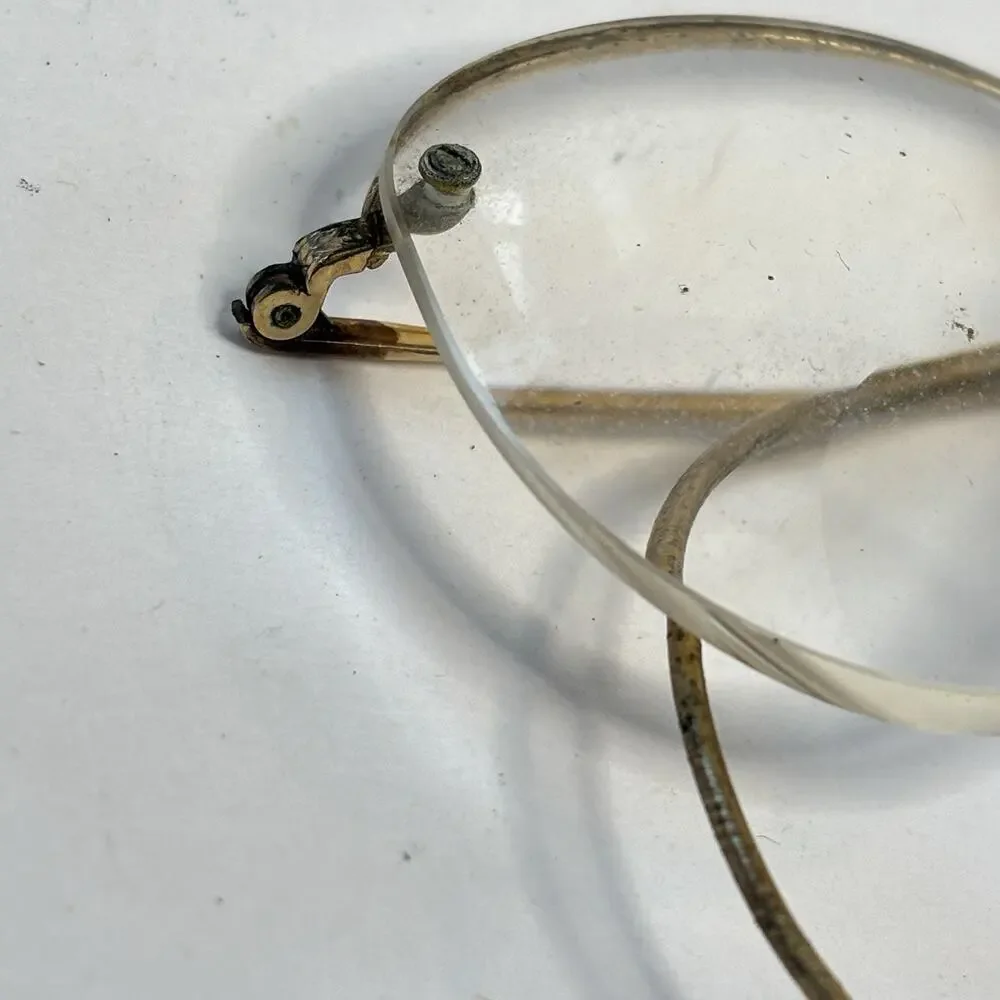 Antique Bausch & Lomb 1/10 12K GF Rimless Round Eyeglasses Bifocals w Case
